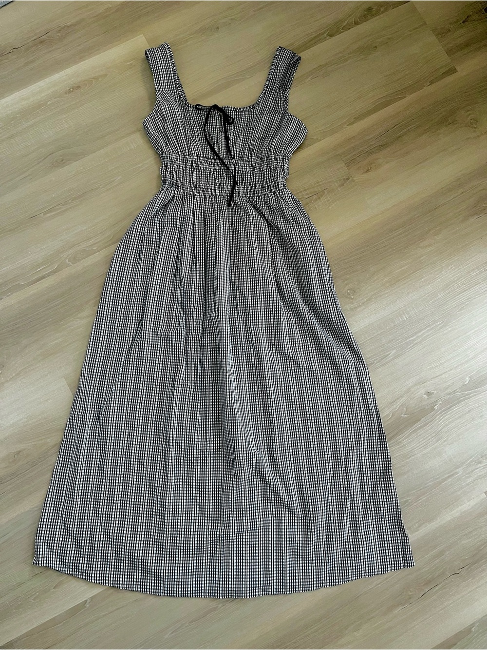 Rails Jordie Black & White Gingham Sleeveless maxi Dress pockets cottagecore S - Picture 2 of 3